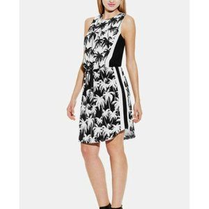 Vince Camuto Women's Shift Dress Size 8 Palm Trees Black & White 6P EUC